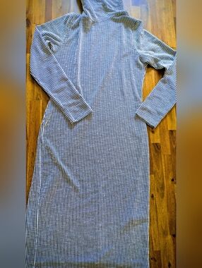 Caution To The Wind Black & White Striped Knit Dress